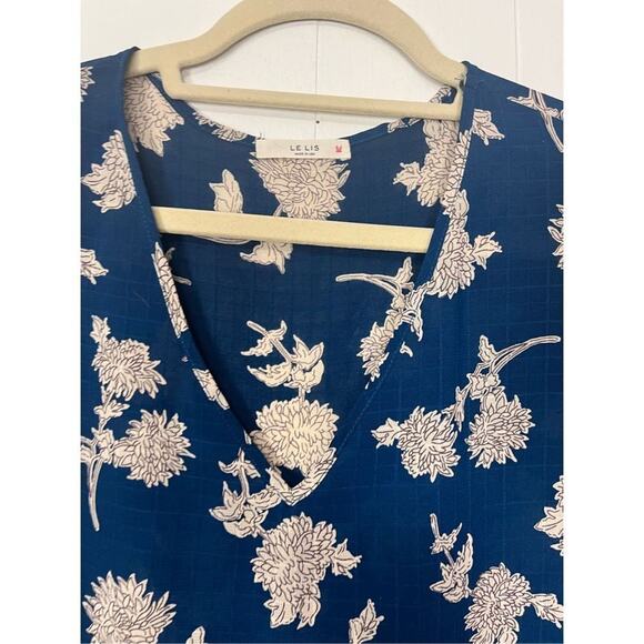 Le Lis Teal Floral V-Neck Blouse Women’s XS - Picture 4 of 7